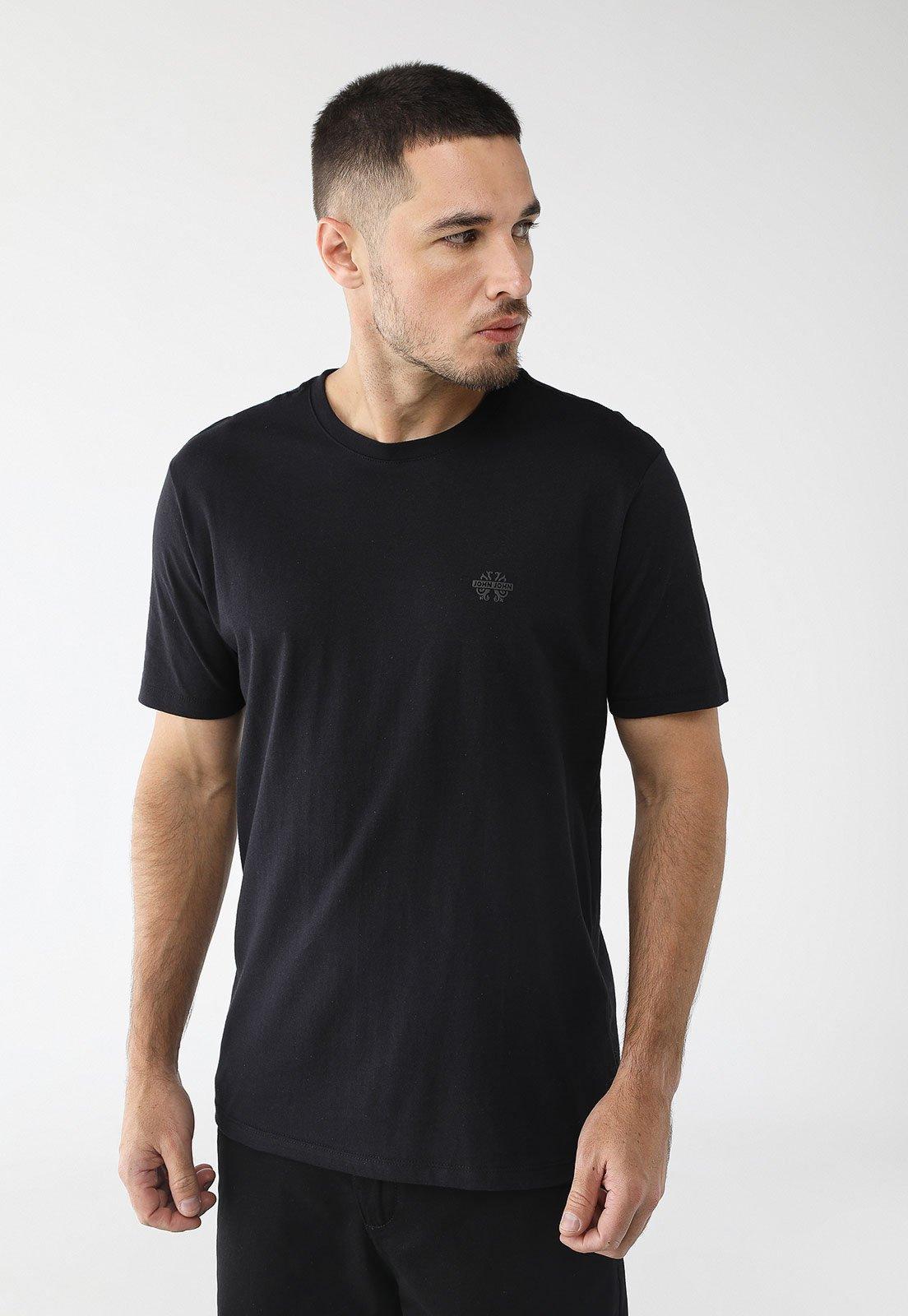 Camiseta John John Reta Logo Preta