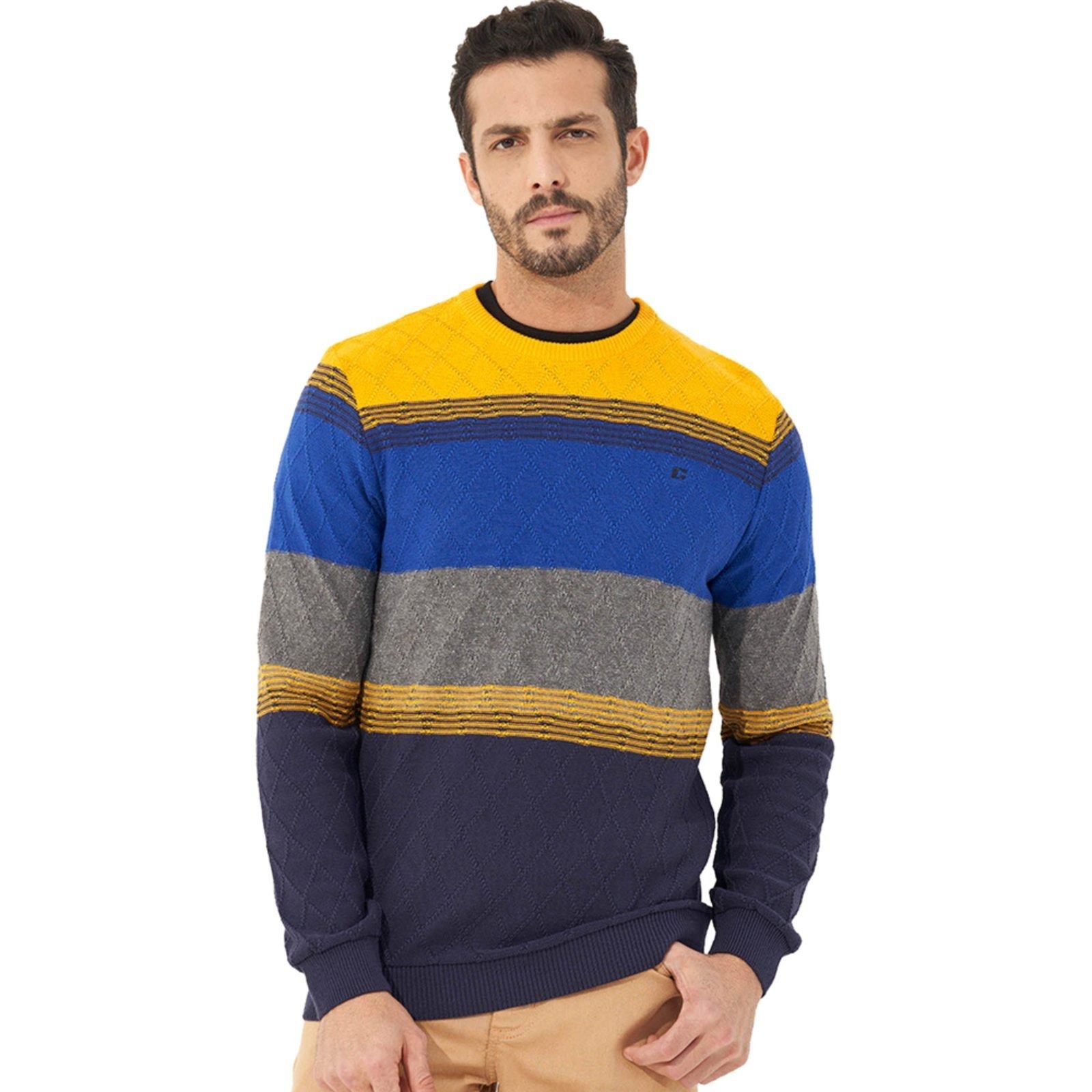 Sueter Tricô Colcci Listrado In26 Marinho Masculino