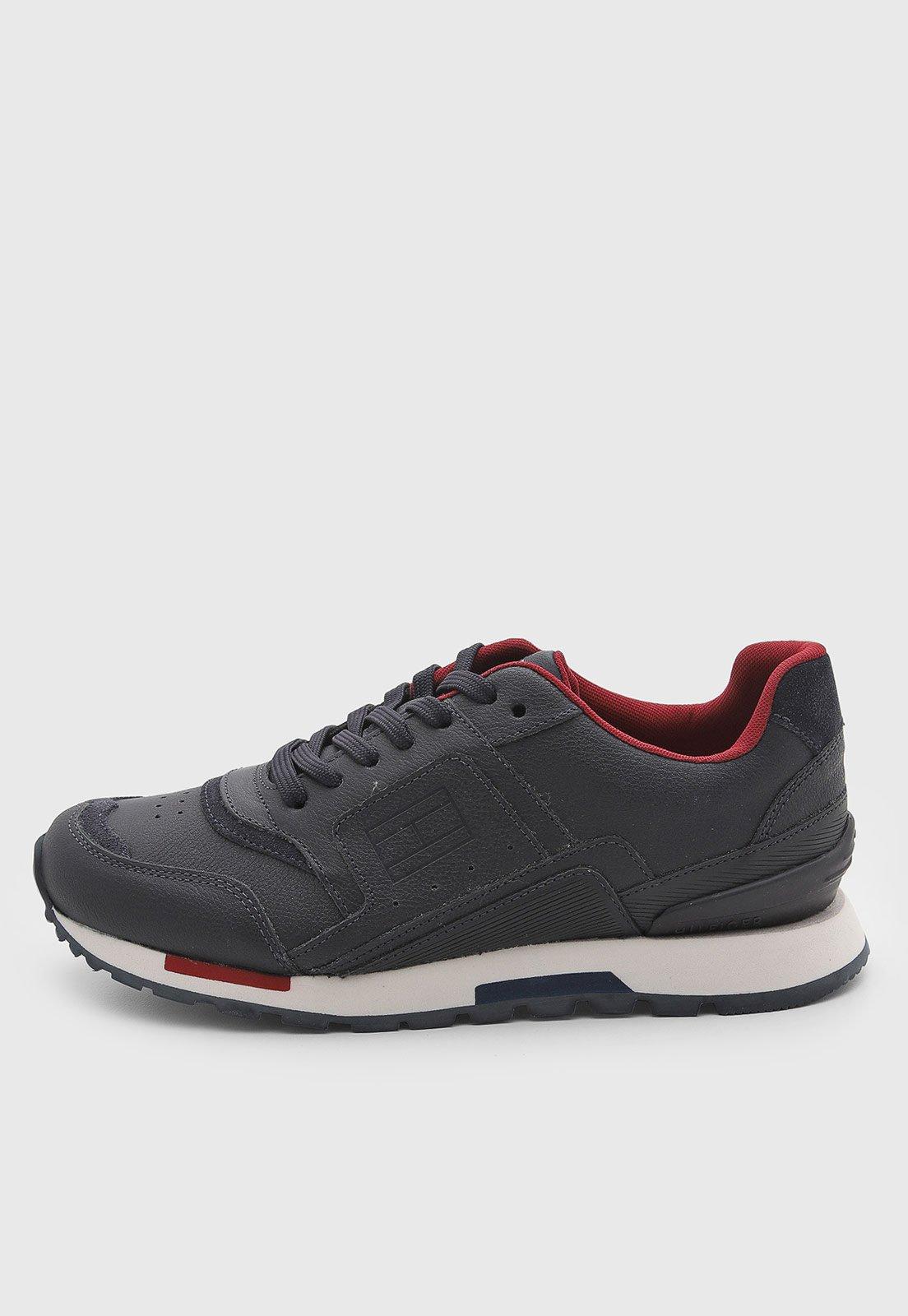 Tênis Masculino Tommy Hilfiger Dorian Couro Azul Marinho