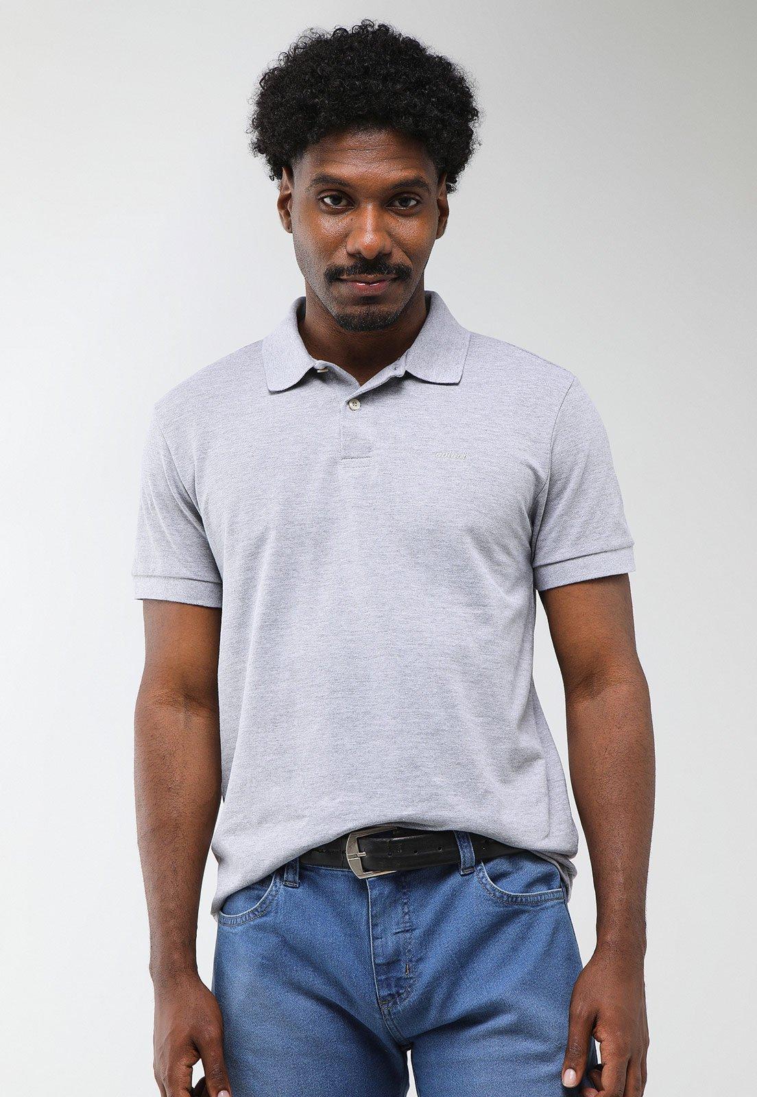 Camisa Polo Masculina Colcci Gola Tradicional Cinza Mescla