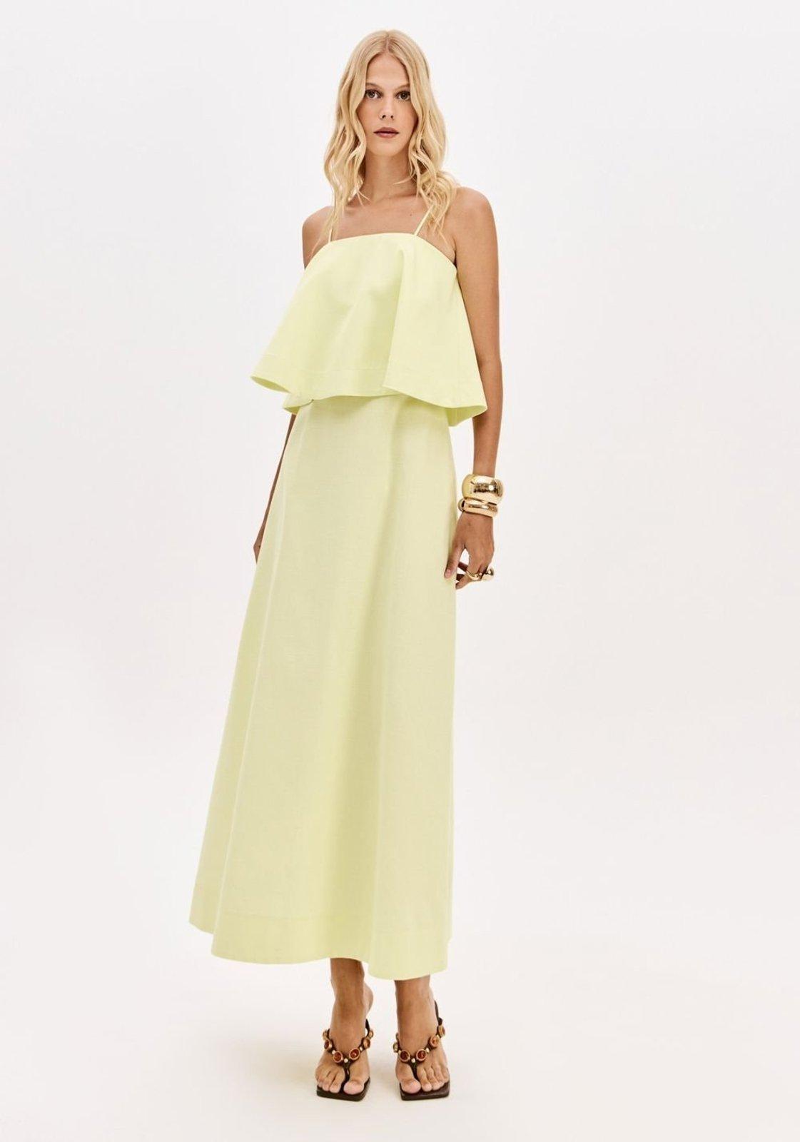 Vestido Super Midi De Alças Com Sobreposição Lança Perfume