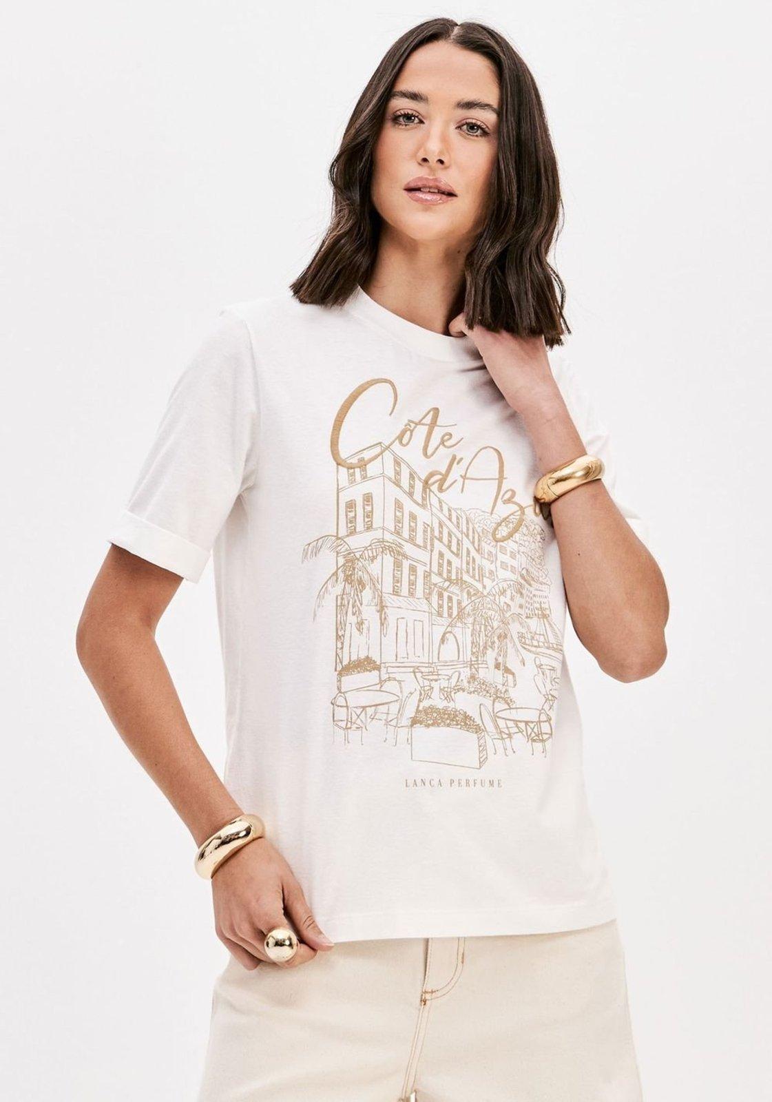 T-shirt Manga Curta Com Estampa Lança Perfume