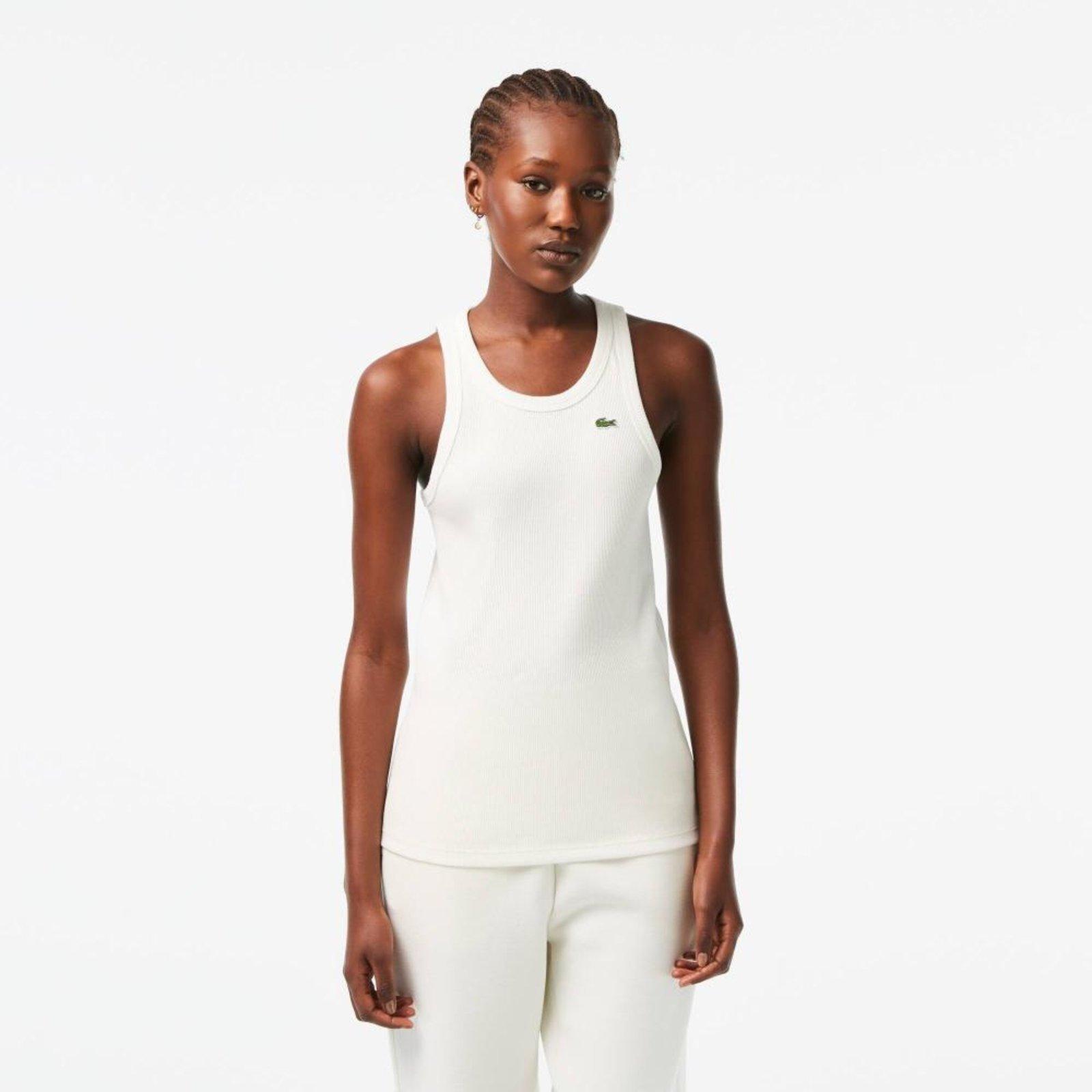 Top feminino Lacoste Slim Fit em algodão orgânico Branco