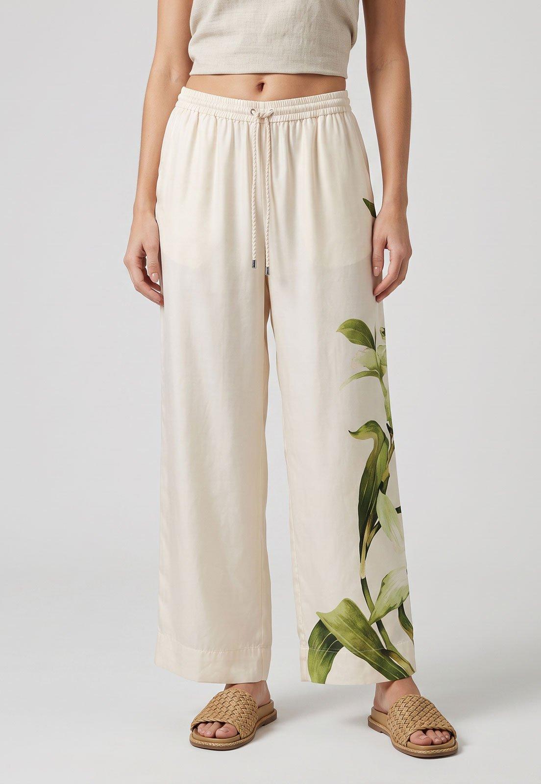 Calça Feminina FARM Estampada Off-White