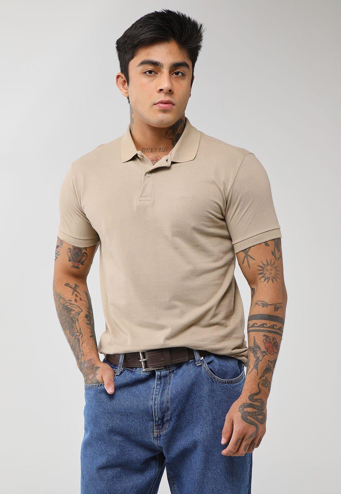 Polo Masculina Colcci Gola Polo Bege