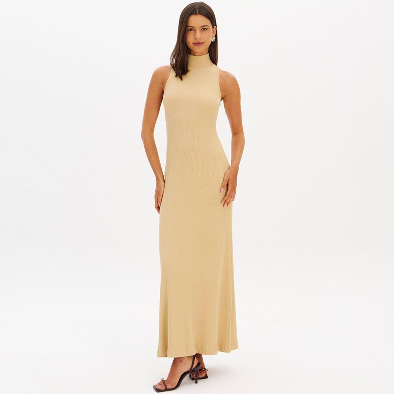 Vestido Super Mid Lança Perfume Canelado In26 Bege Feminino