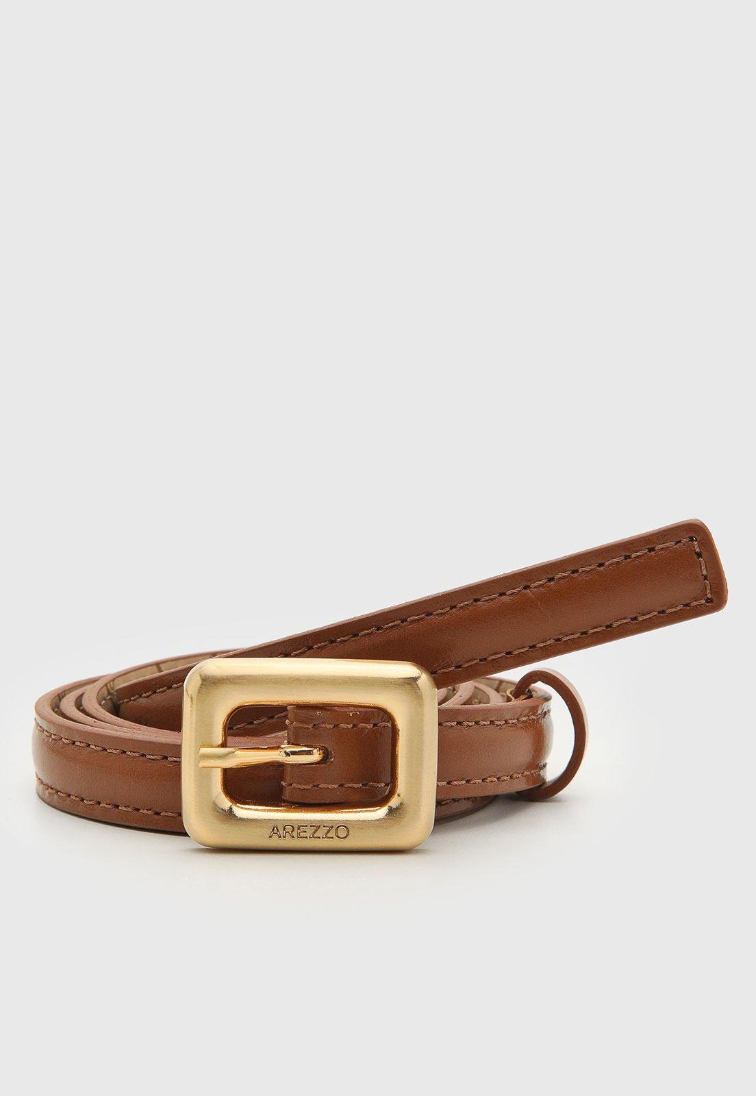 Cinto Feminino Arezzo Couro Fivela Marrom