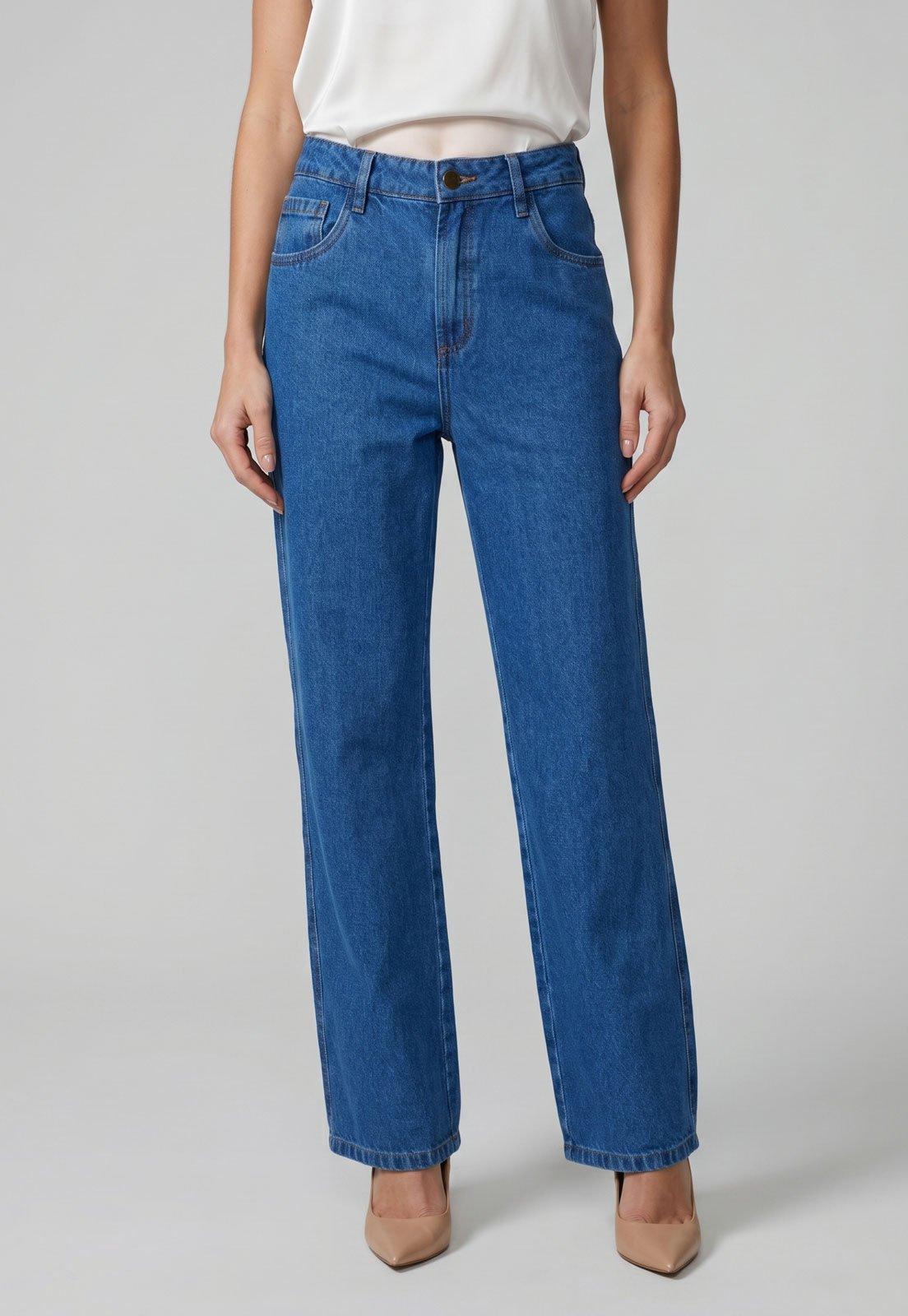 Calça Jeans Feminina Lança Perfume Reta Azul