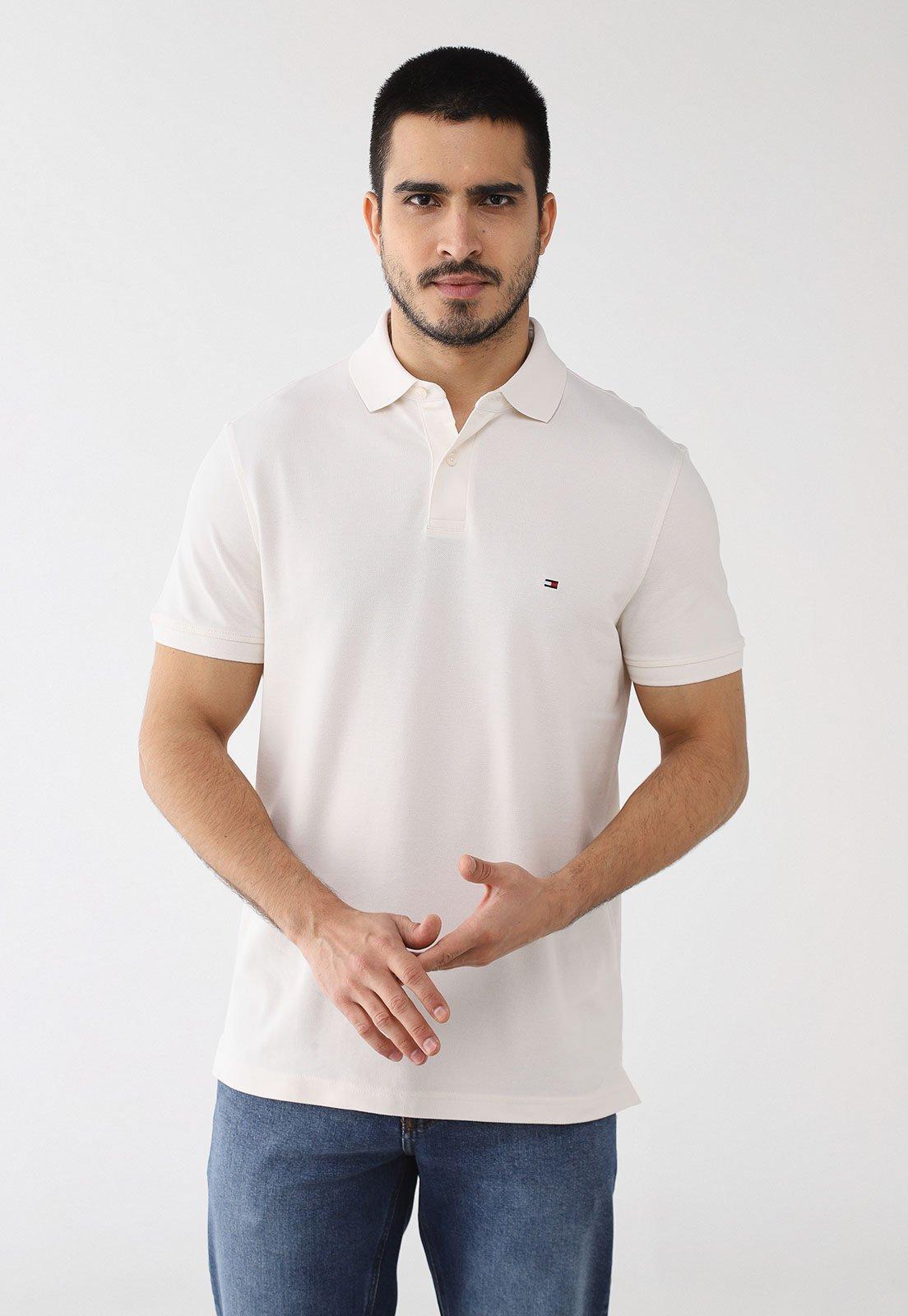 Camisa Polo Masculina Tommy Hilfiger IM 1985 Regular Off-White