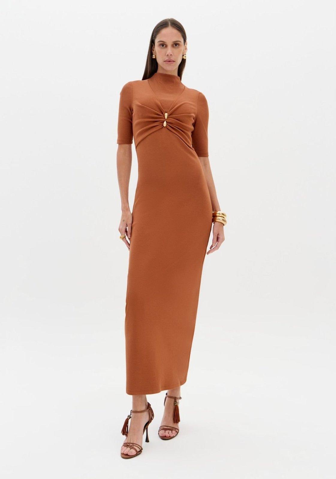 Vestido Super Midi Com Metal Lança Perfume