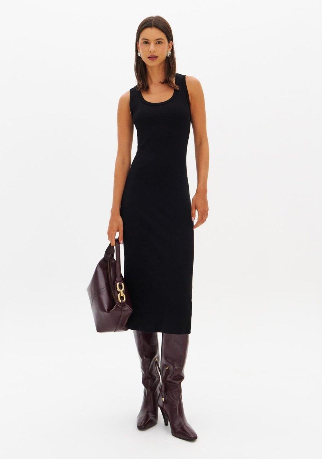Vestido Midi Canelado Sem Mangas Lança Perfume