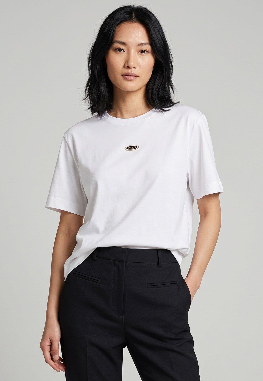 Camiseta Feminina Colcci Gola Redonda Branca