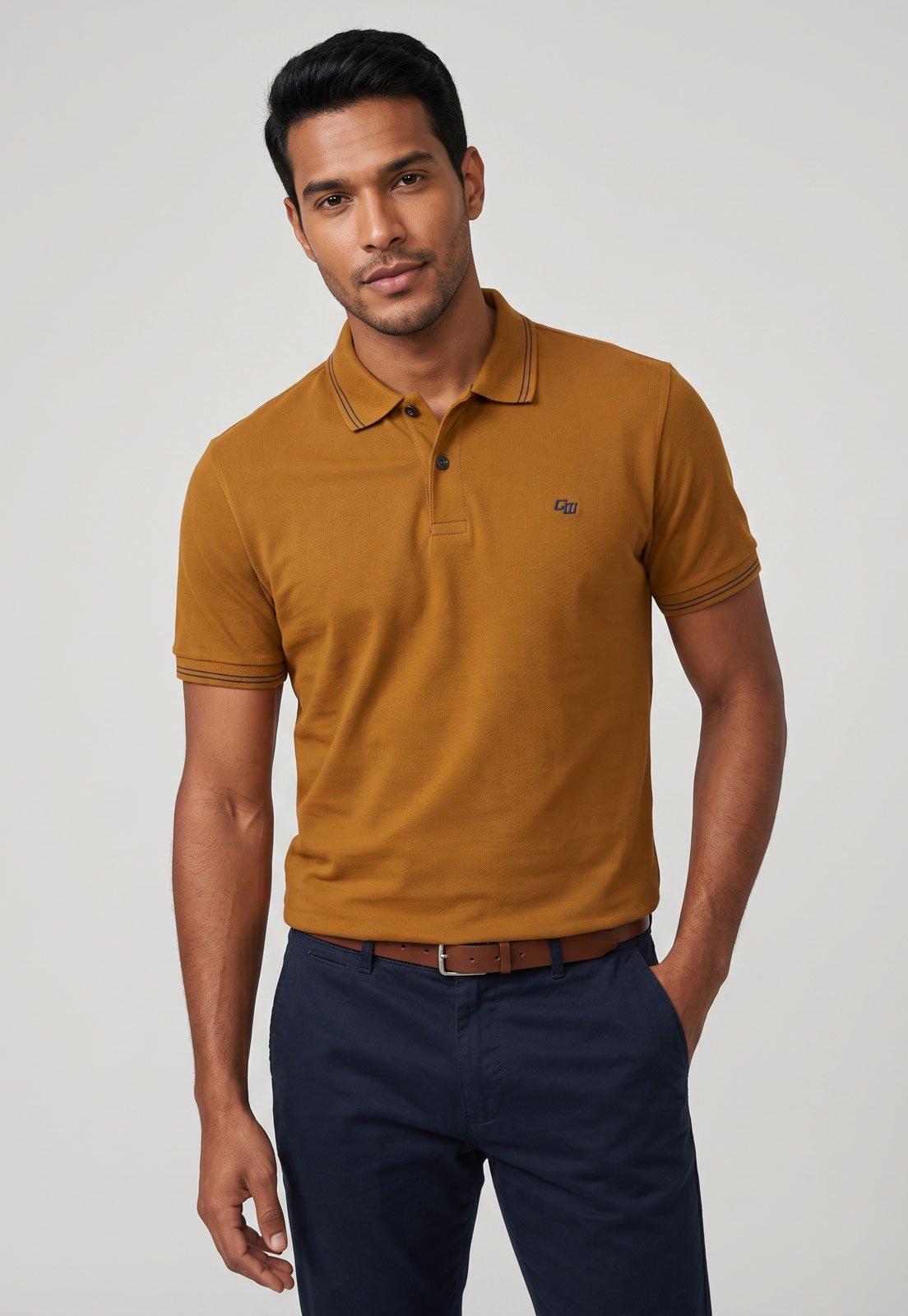 Polo Masculina Colcci Gola Clássíca Mostarda