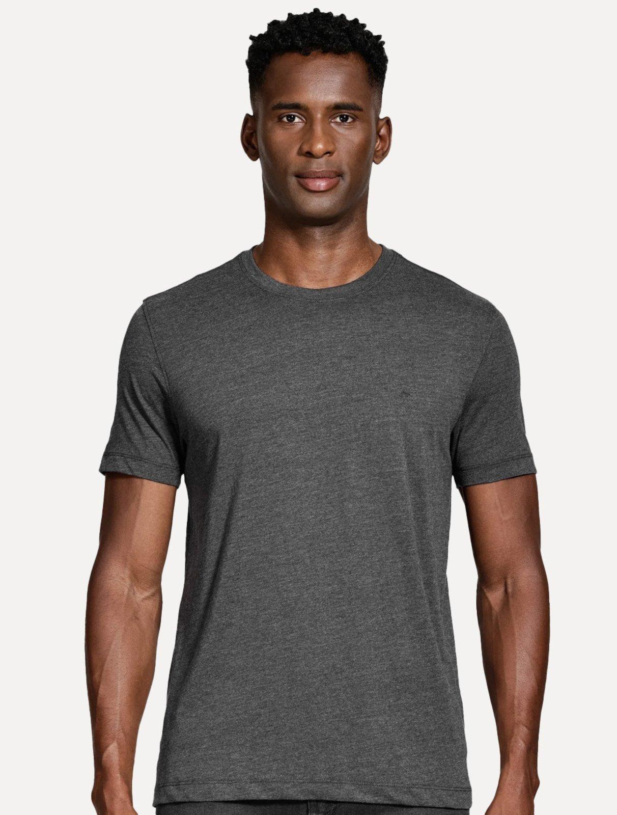 Camiseta Aramis Masculina Basic Lisa Mono Icon Cinza Mescla