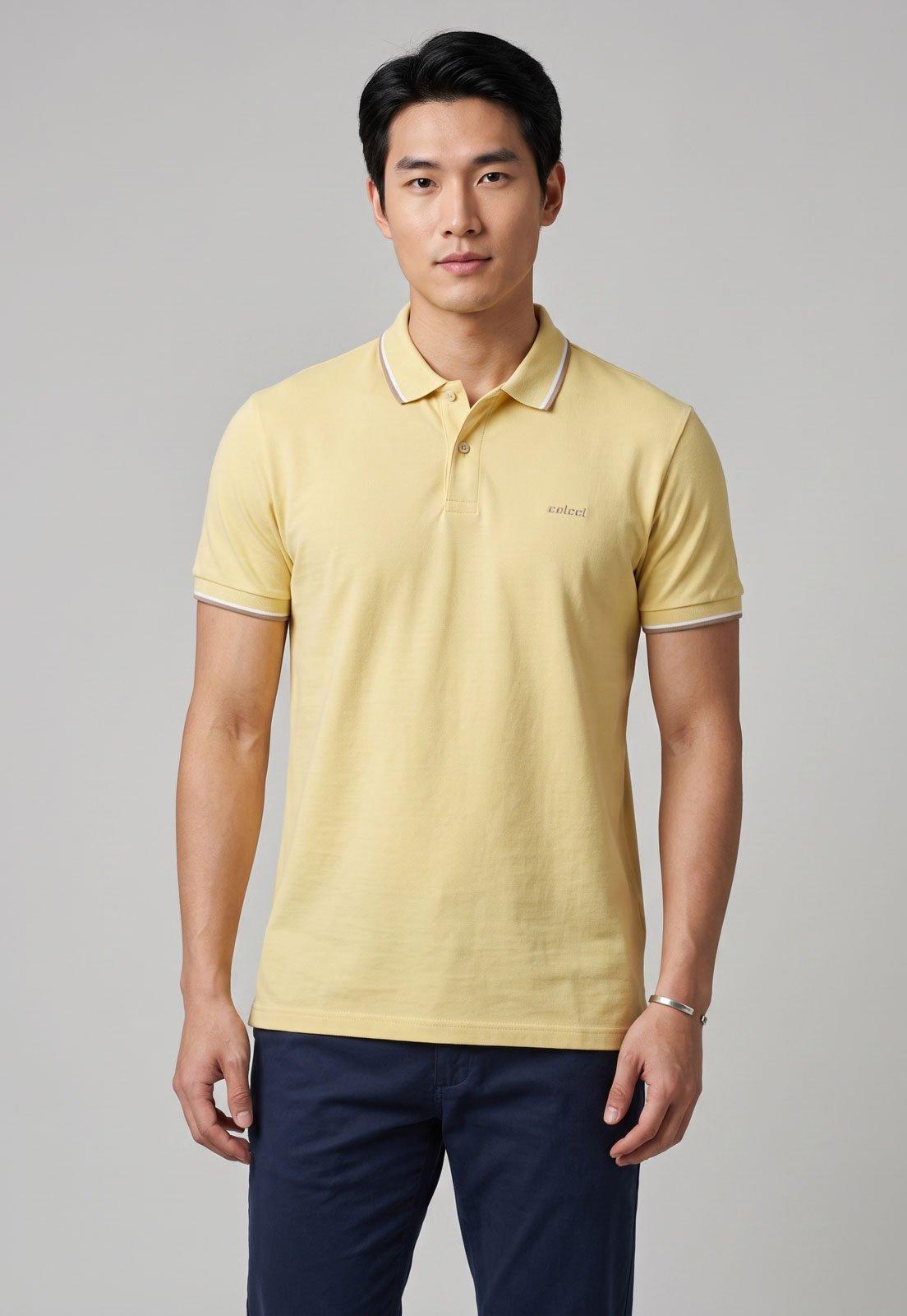 Polo Masculina Colcci Gola Friso Amarela