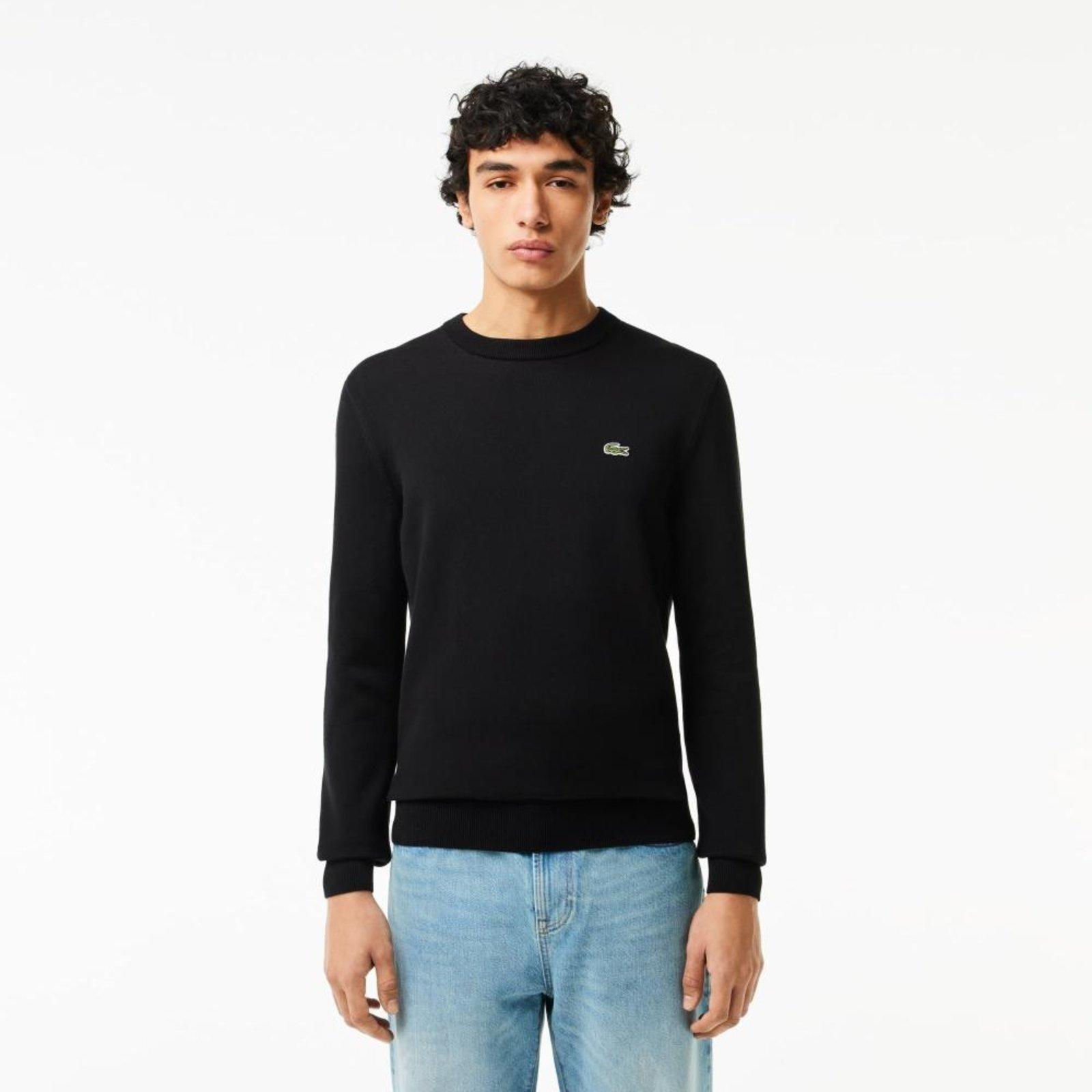 Suéter Lacoste masculino Gola Redonda de Algodão Orgânico Preto