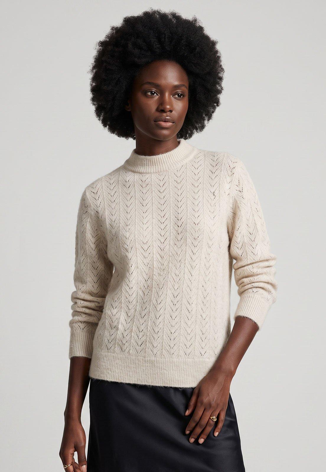 Suéter Feminino Mango Tricot Texturizado Off-White