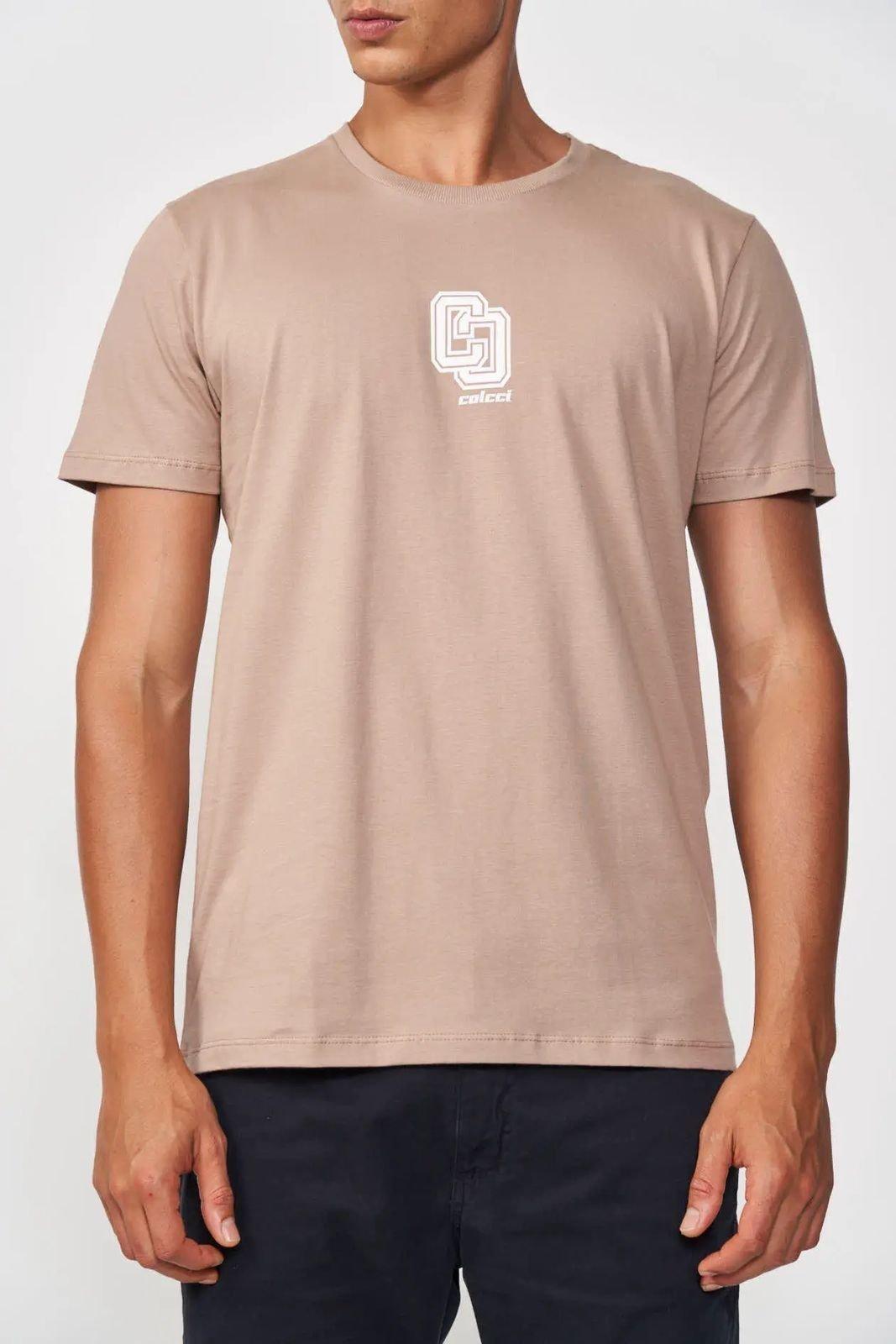 Camiseta Masculina Basic Manga Curta Colcci Bege