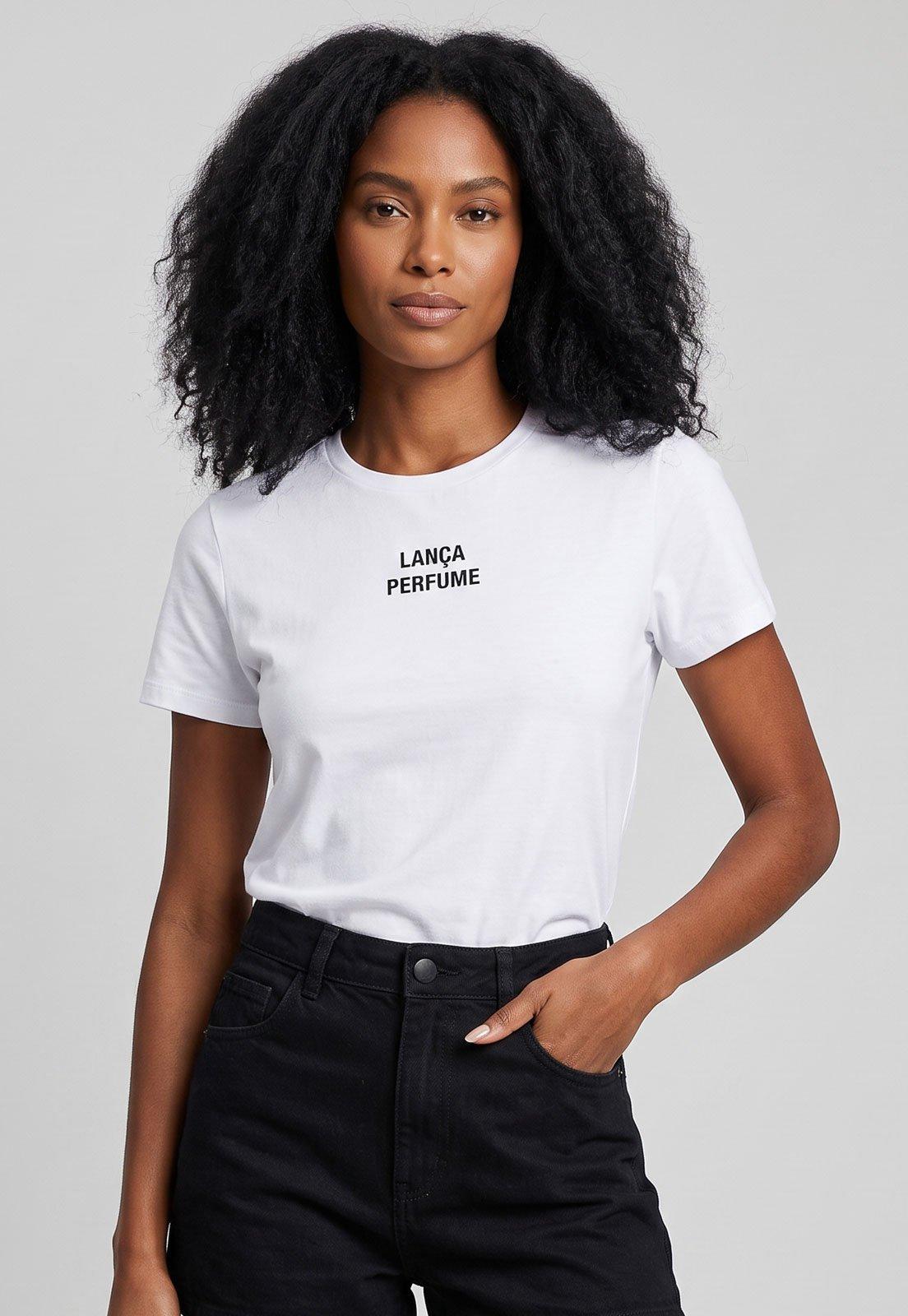 Camiseta Feminina Lança Perfume Logo Branca