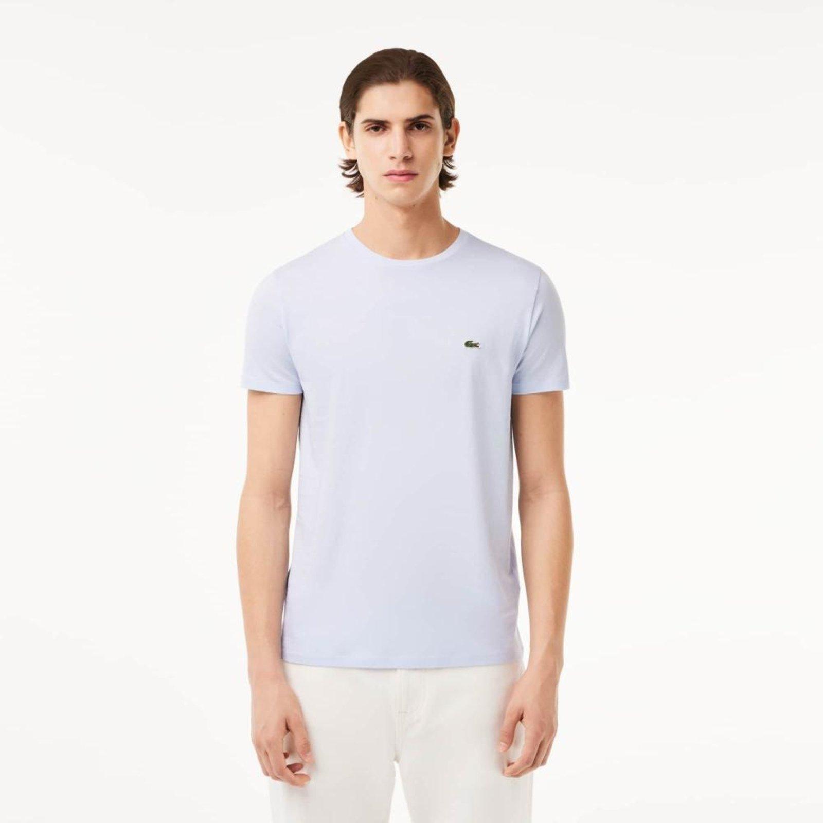 Camiseta Lacoste em Jérsei com Gola Redonda Masculino Azul
