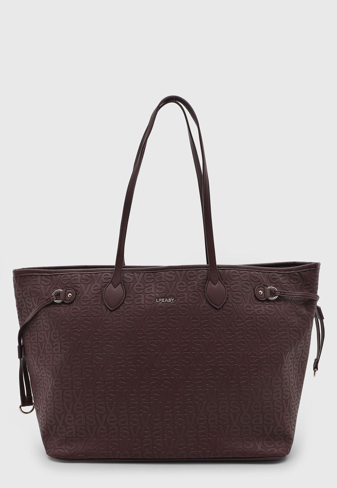 Bolsa Feminina Lança Perfume Grande Textura Vinho