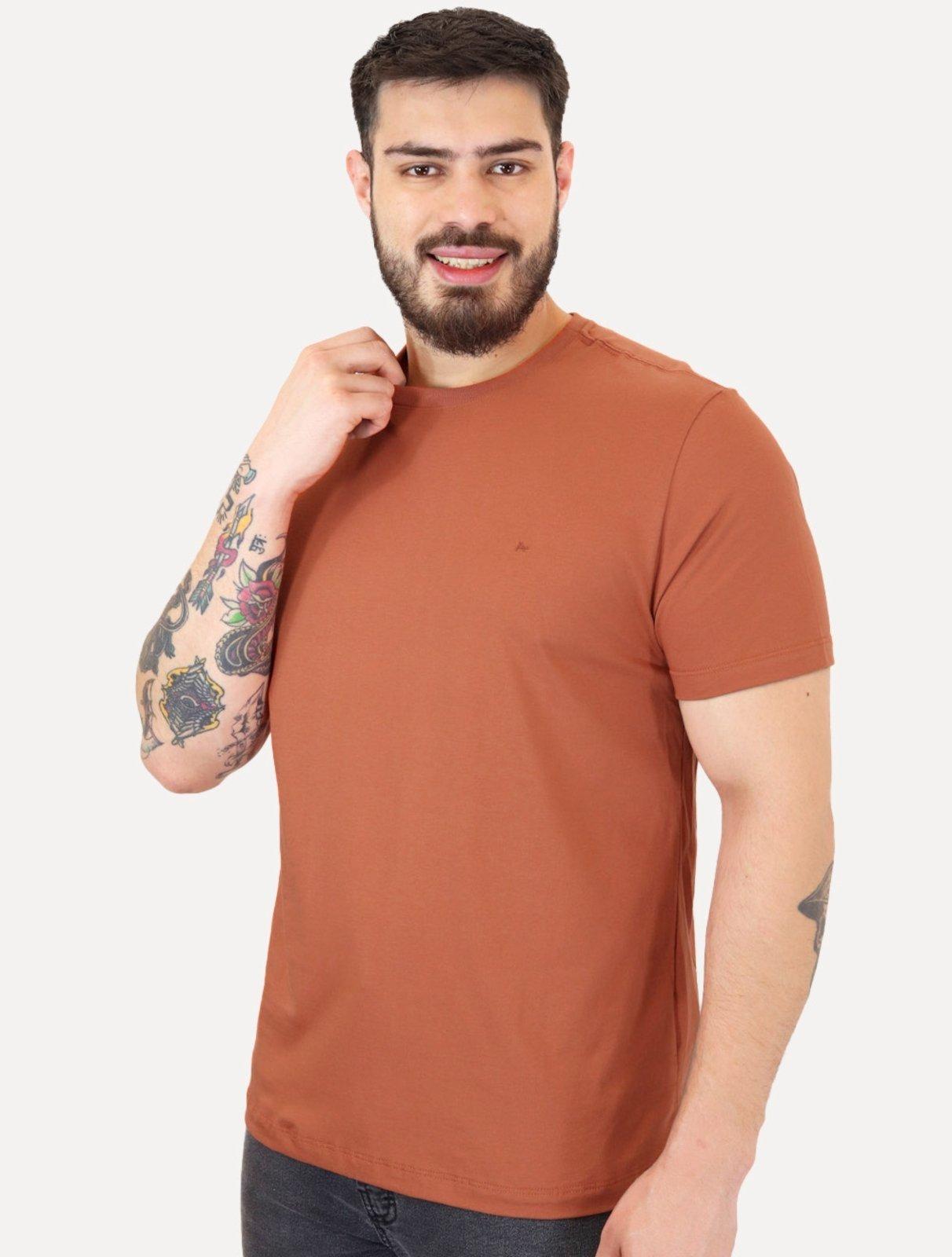 Camiseta Aramis Masculina Basic Lisa Mono Icon Terracota