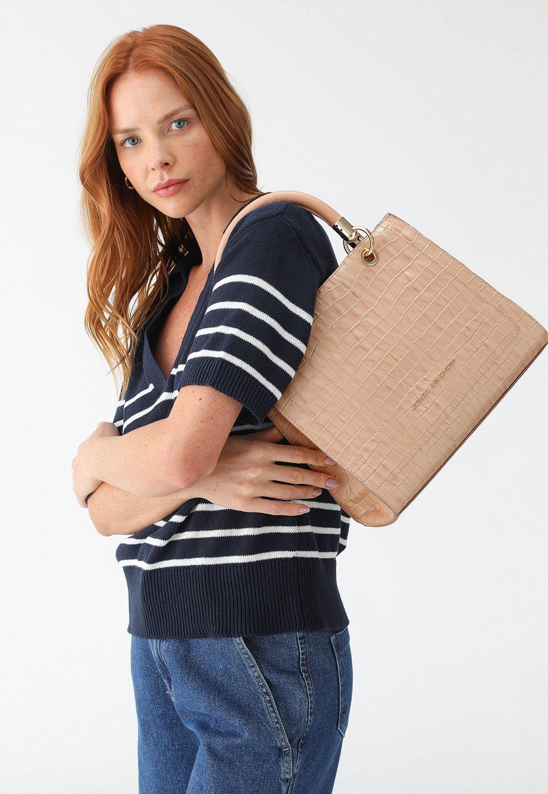 Bolsa Tiracolo Jorge Bischoff Croco Bege