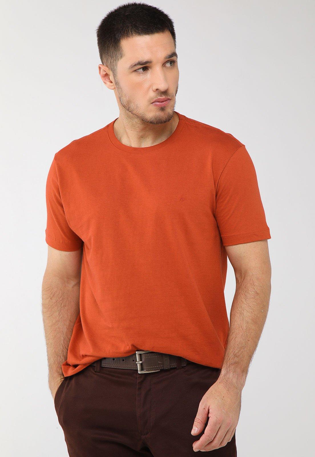 Camiseta Masculina Aramis Logo Bordado Laranja