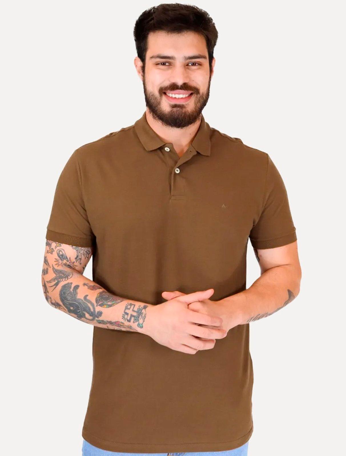 Polo Aramis Masculina Regular Basic Piquet Mono Marrom