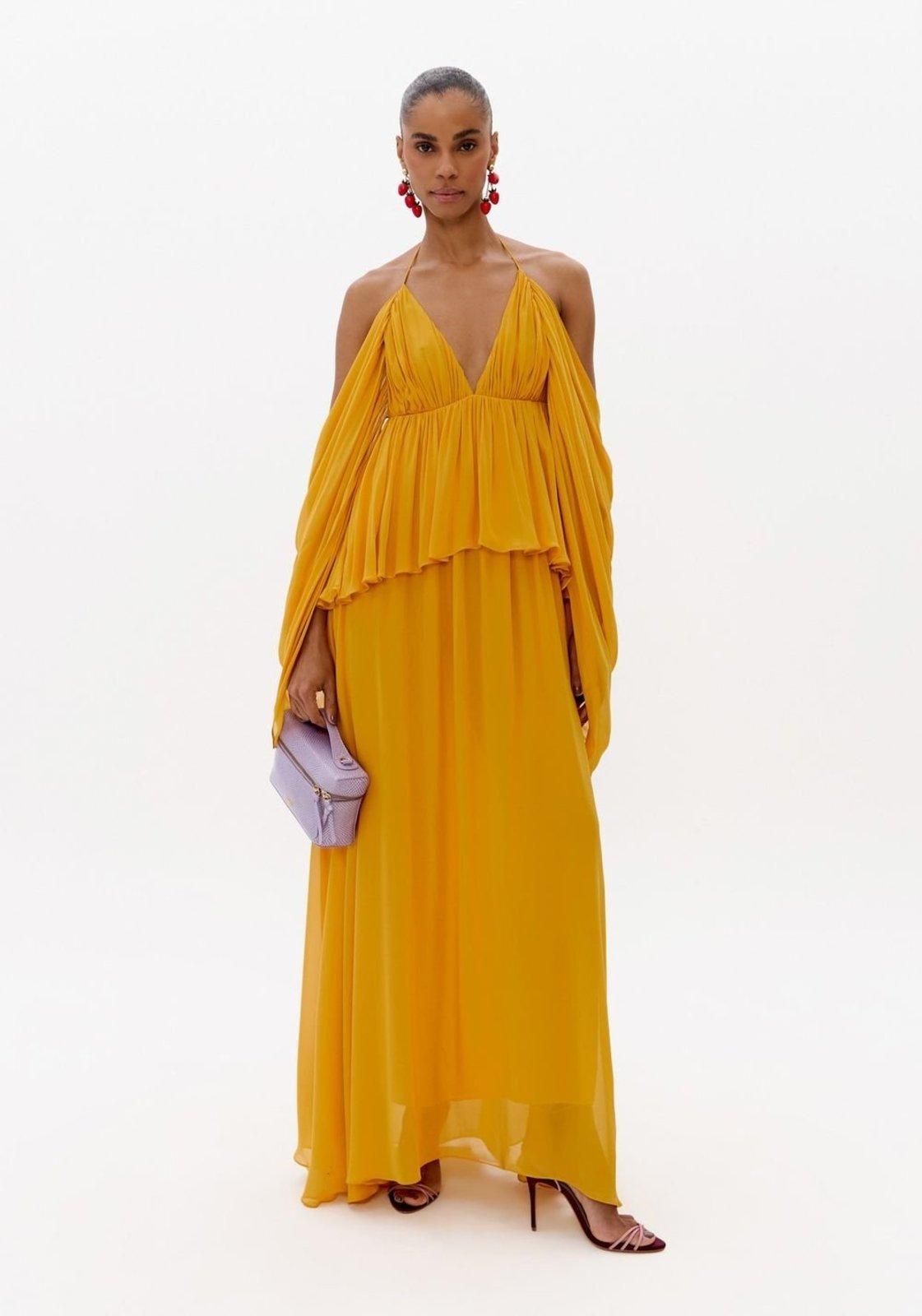 Vestido Longo Em Chiffon De Viscose Lança Perfume