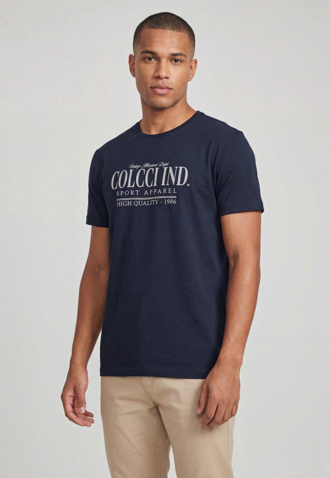 Camiseta Masculina Colcci Estampa Frontal Azul-Marinho