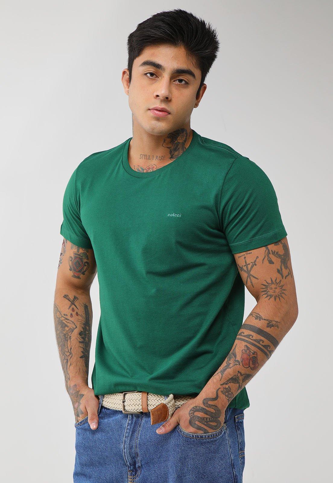 Camiseta Masculina Colcci Logo Bordado Verde