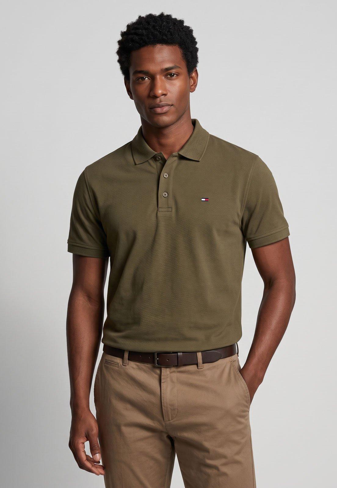 Polo Masculina Tommy Jeans Placket Verde
