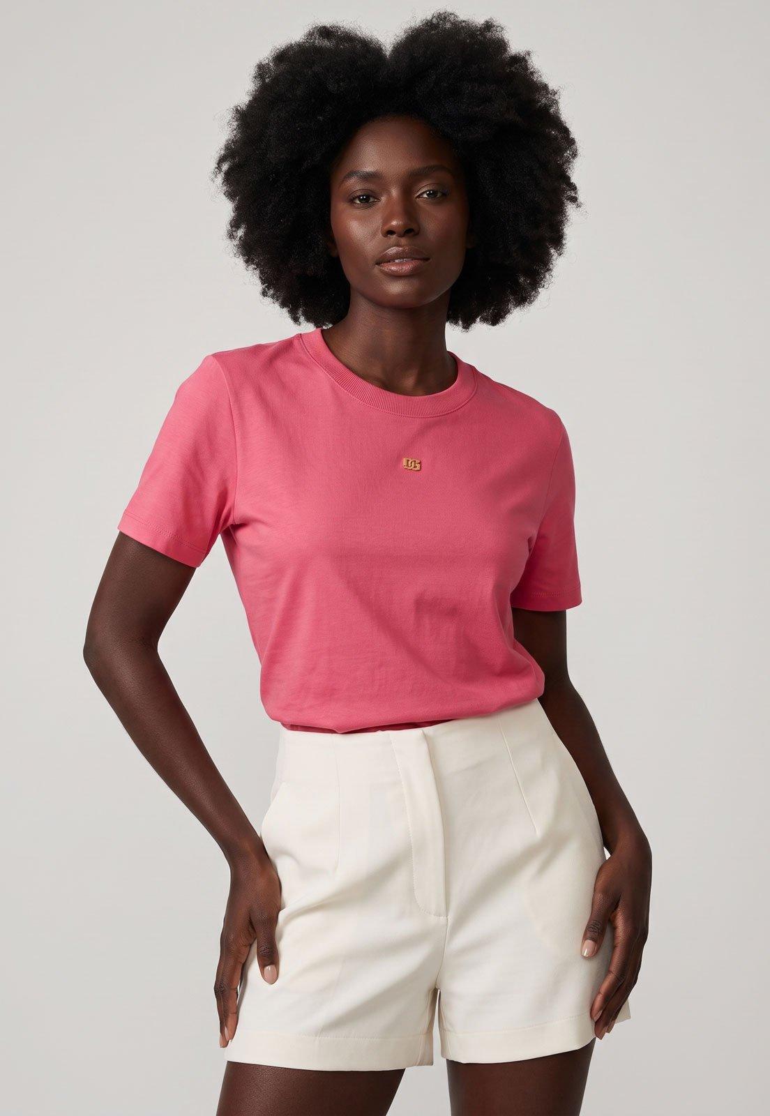 Camiseta Feminina Colcci Logo Rosa