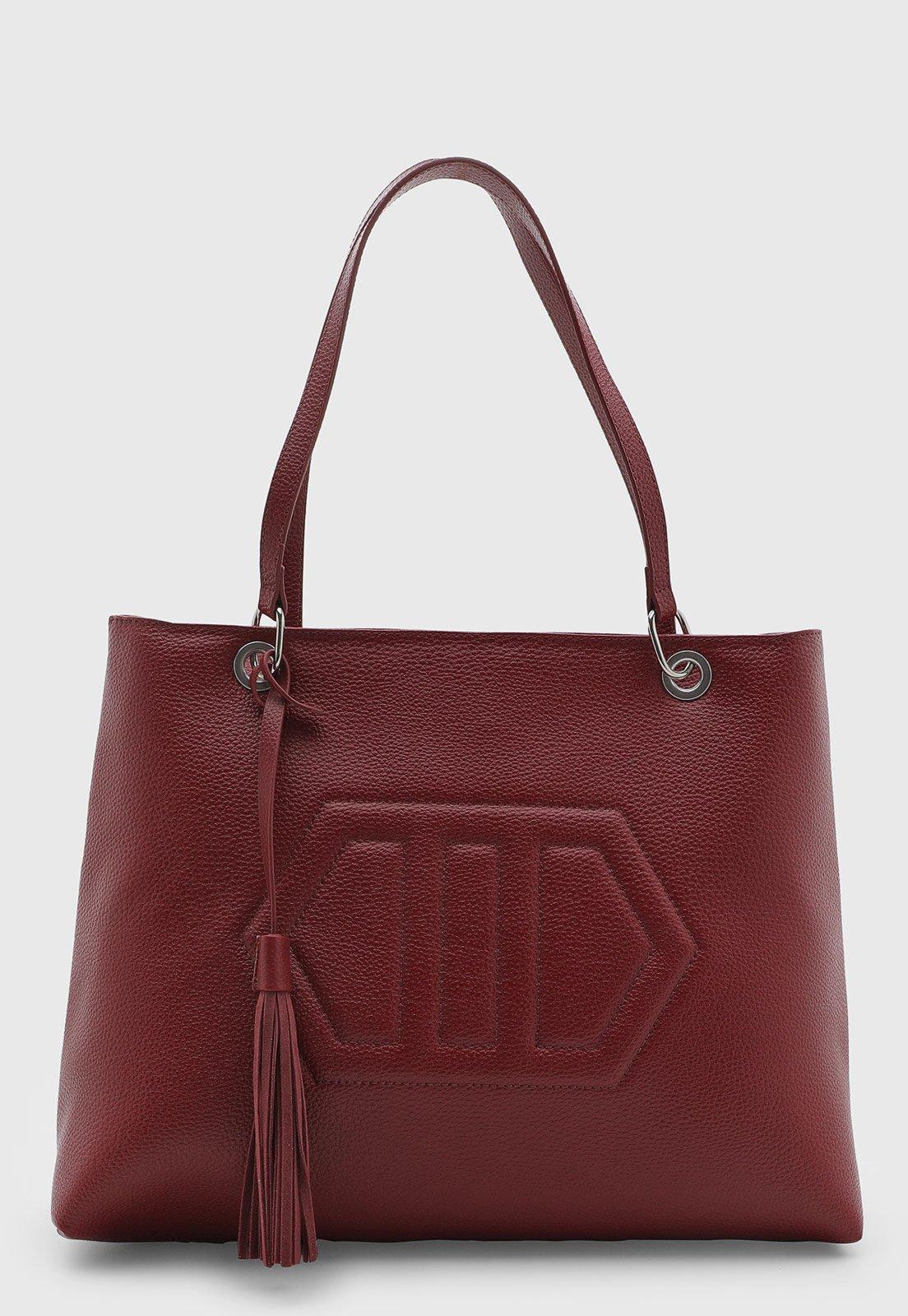 Bolsa Feminina Arezzo Grande Texturizada Flesh Vinho