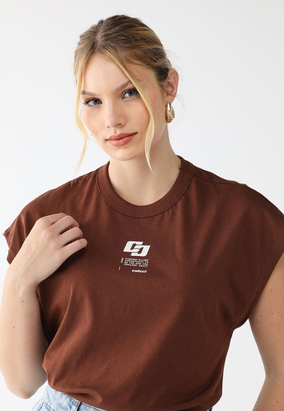 Camiseta Colcci Reta Logo Marrom