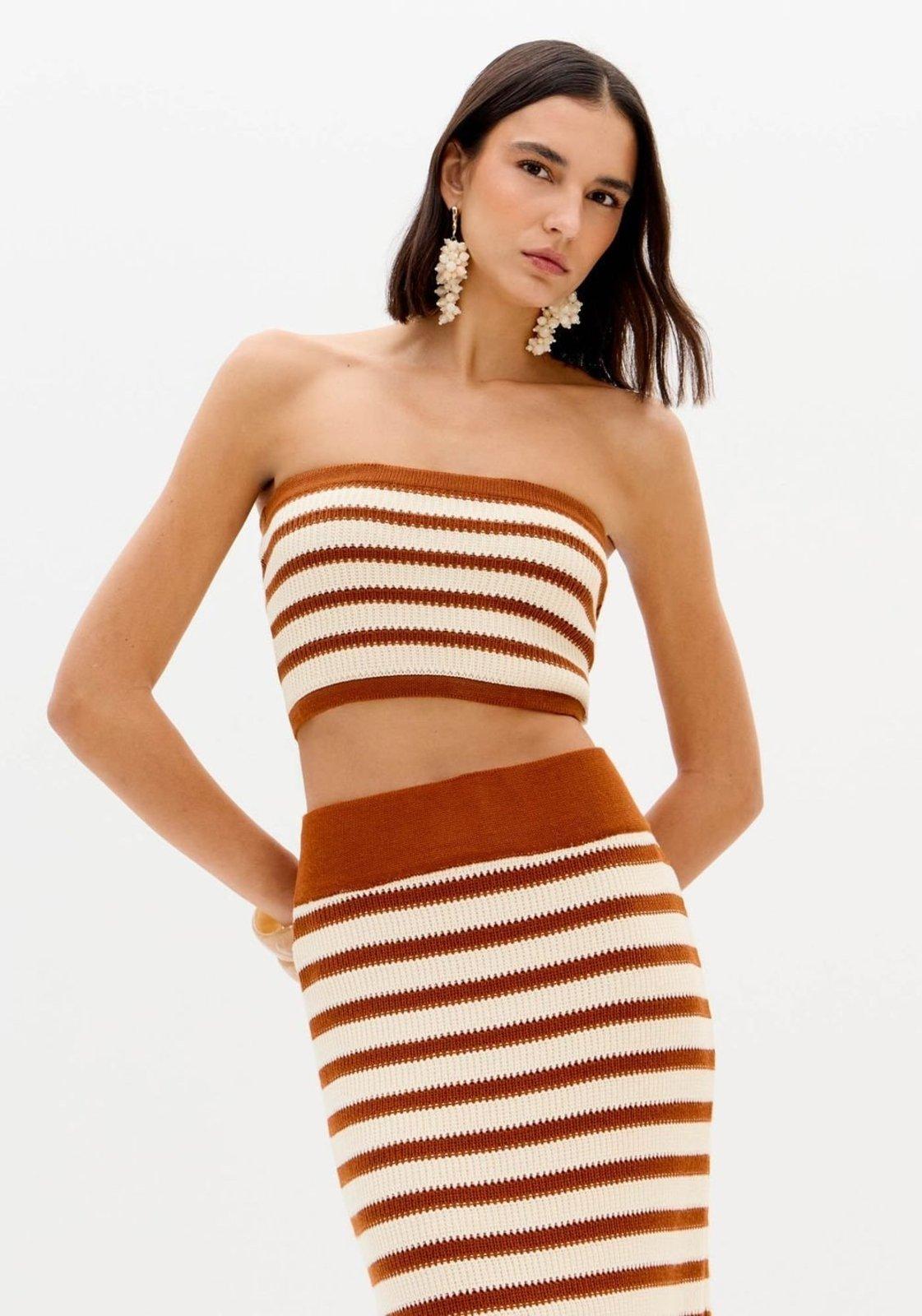 Top Cropped De Tricô Listrado Lança Perfume