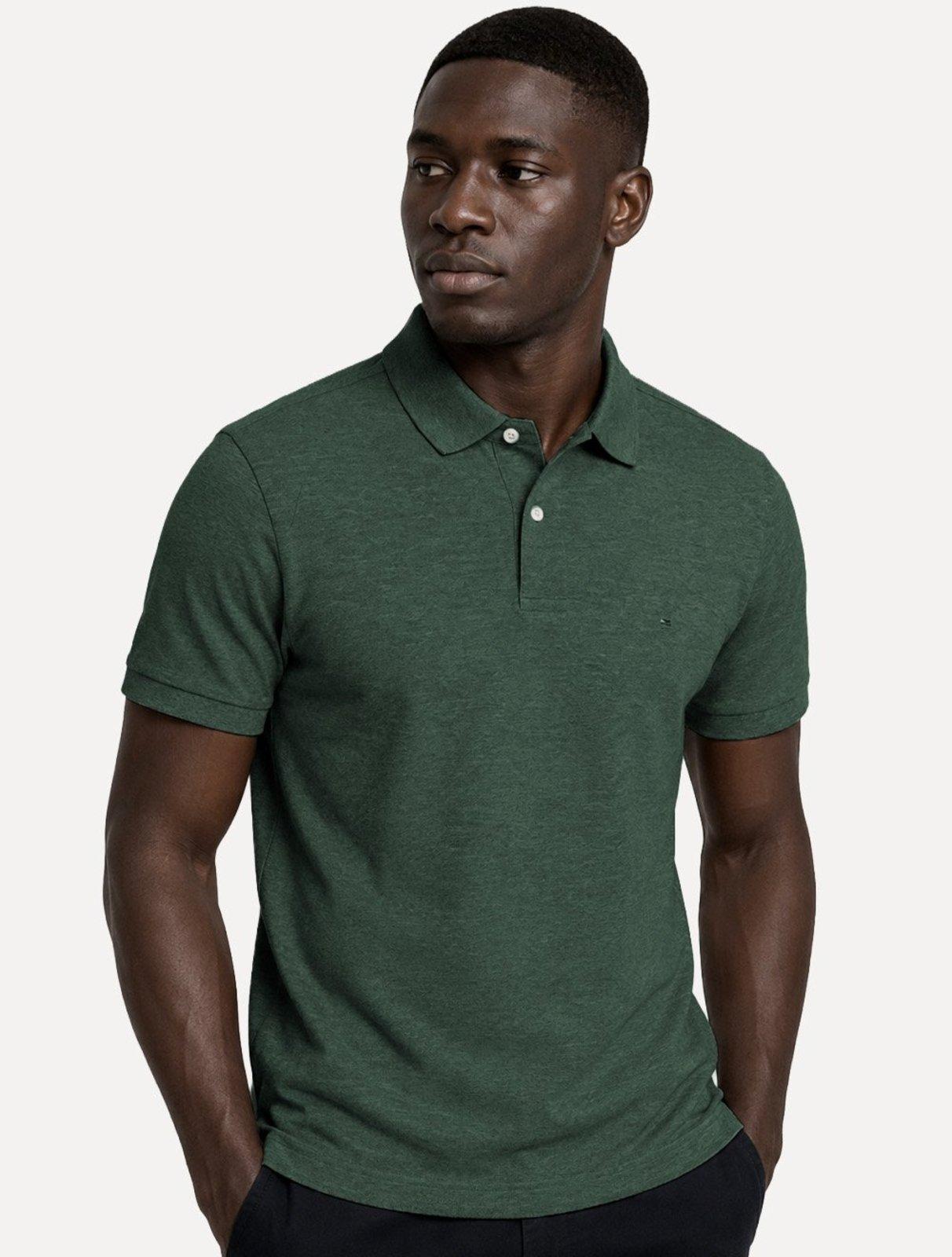 Polo Aramis Masculina Piquet Basic Mescla Mono Logo Verde Intenso