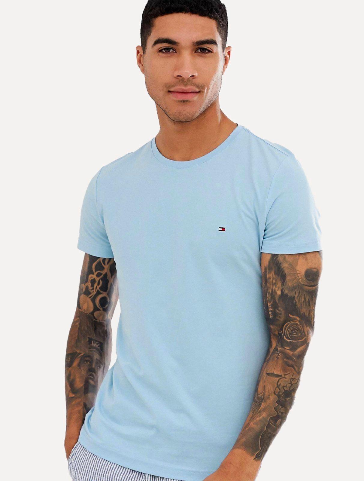 Camiseta Tommy Hilfiger Masculina Essential Cotton Azul Claro