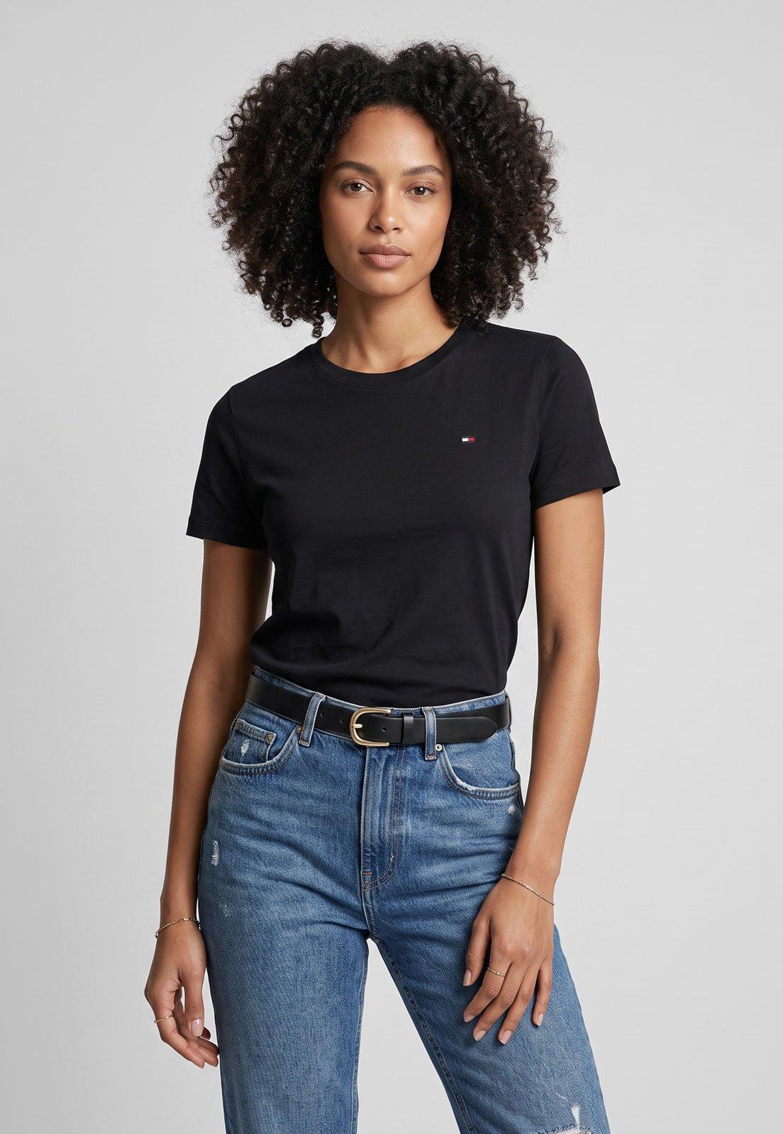 Camiseta Feminina Tommy Hilfiger Clássica Preta