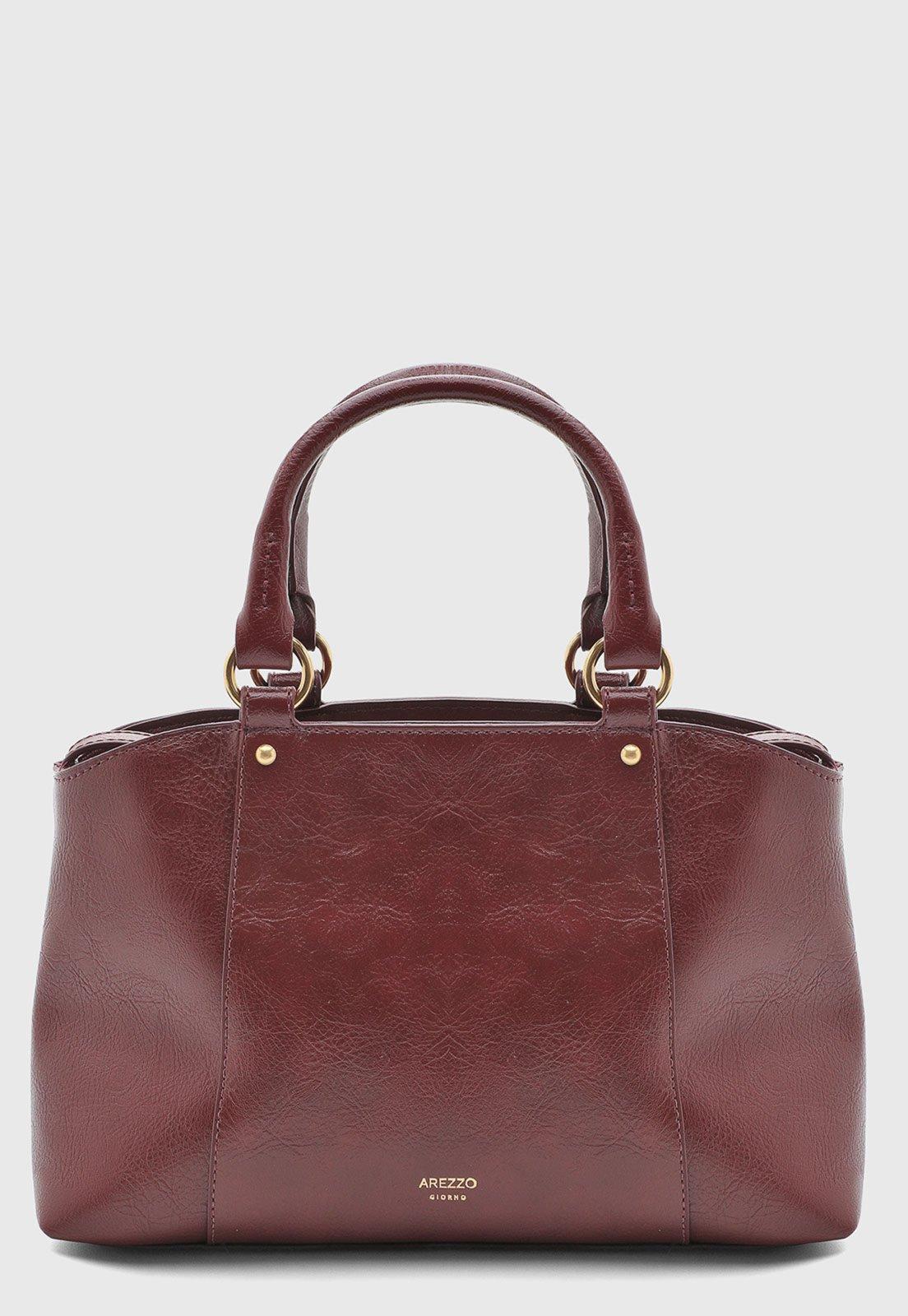 Bolsa Feminina Arezzo Estruturada Couro Vinho