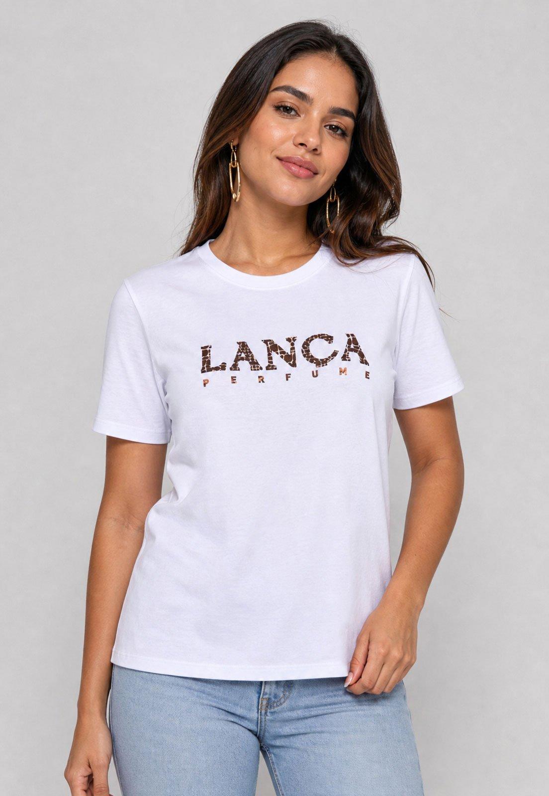 Camiseta Feminina Lança Perfume Lettering Branca