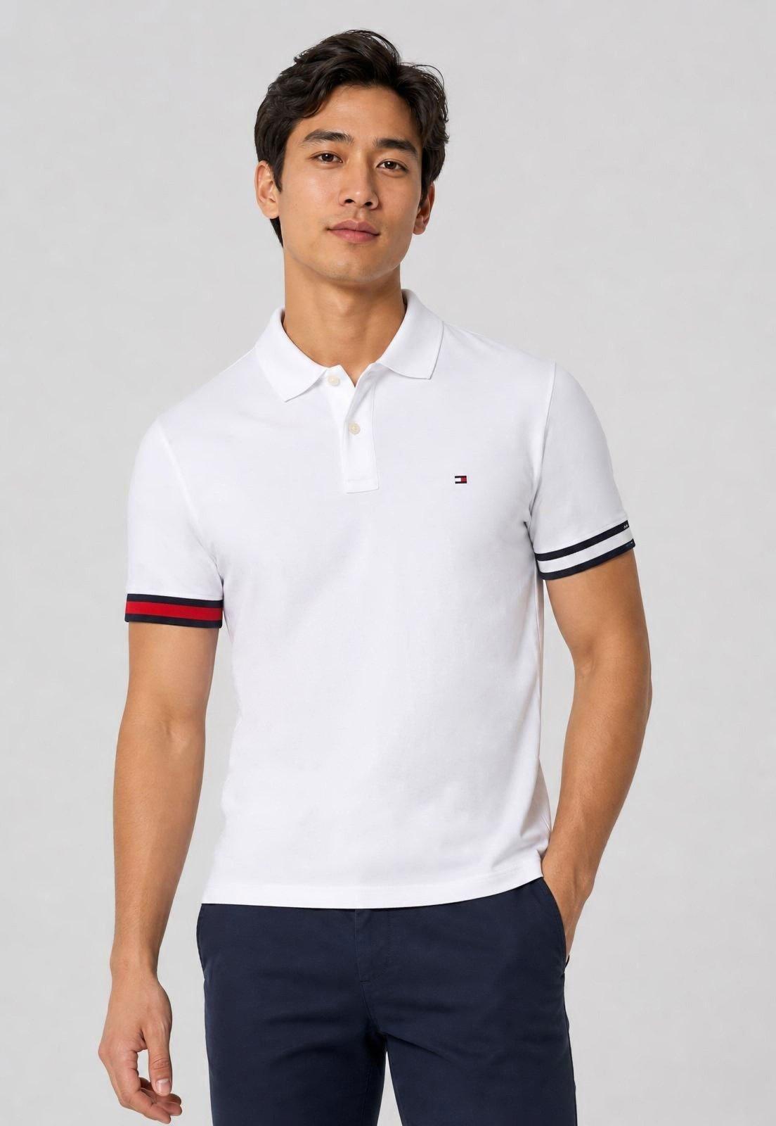 Polo Masculina Tommy Hilfiger Clássica Branca