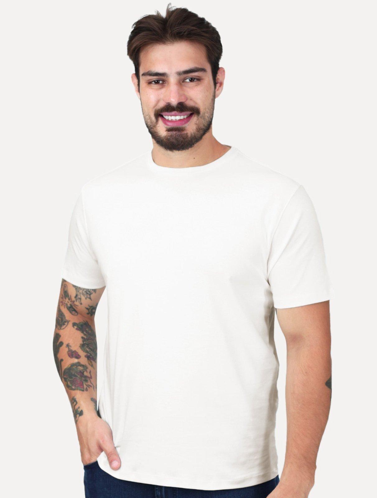 Camiseta Aramis Masculina Basic Lisa Mono Liquid Cotton Off White