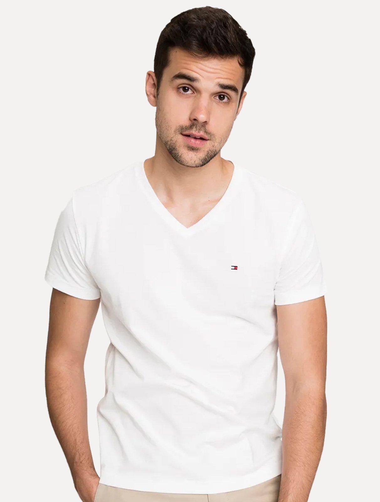 Camiseta Tommy Hilfiger Masculina Essential V-Neck Branca
