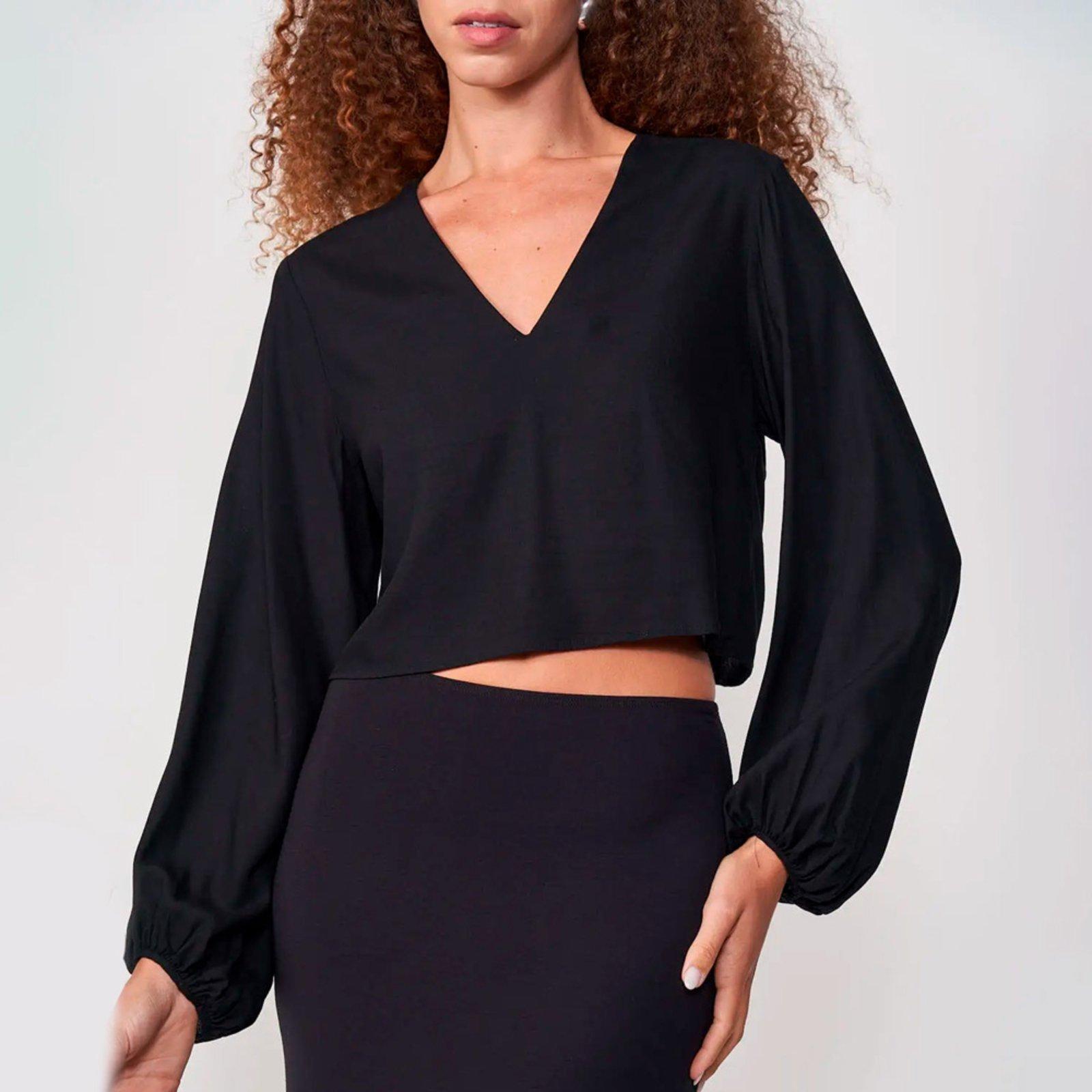 Blusa Colcci Gola V Manga In25 Preto Feminino