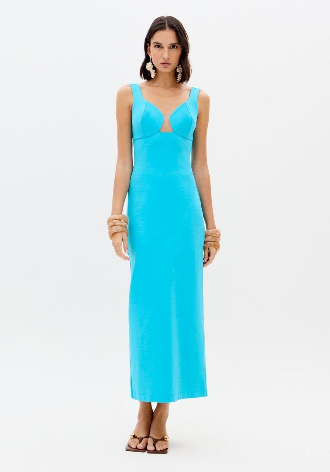 Vestido Super Midi De Alças Com Recorte Lança Perfume