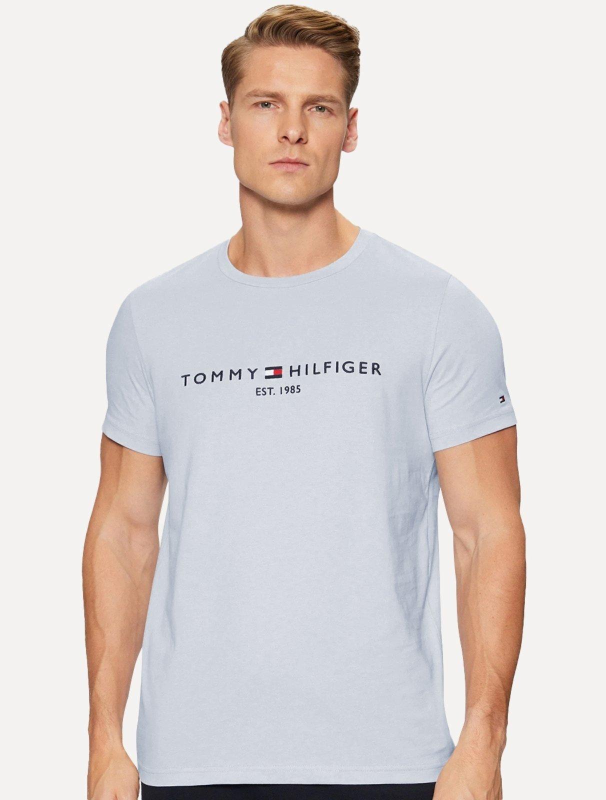 Camiseta Tommy Hilfiger Masculina Core Logo Tee Azul Celeste