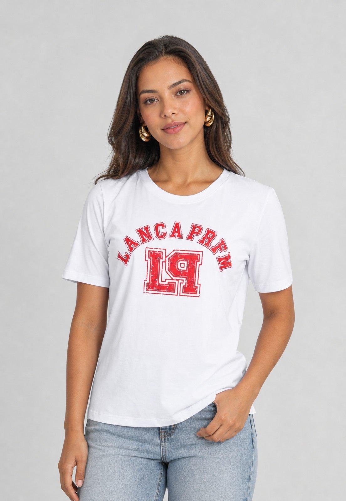 Camiseta Feminina Lança Perfume Estampa Frontal Branca